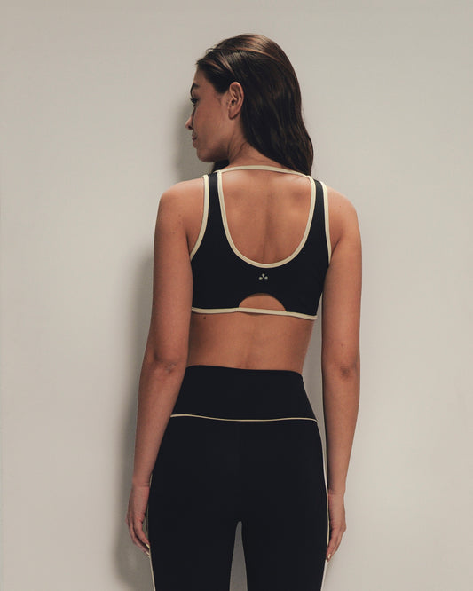 Feeling Black Top - Top Deportivo Negro Sesgos Crudos.