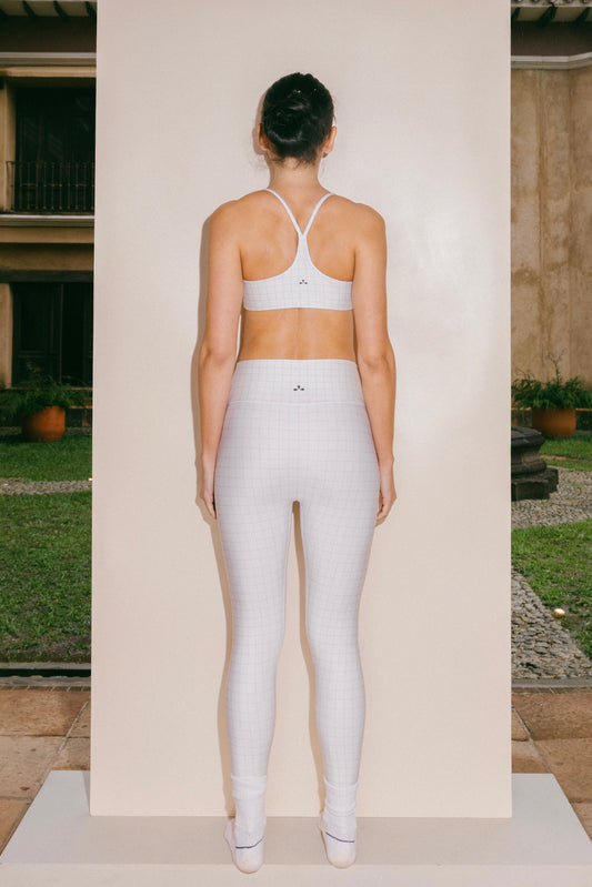 Patterned Leggings – Leggings Deportivos Beige Con Patrón En Cuadrícula Sin Costuras